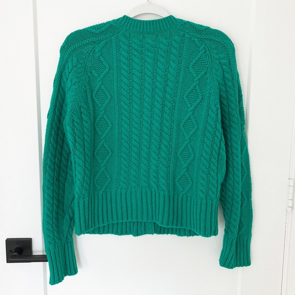 J. Crew Green Cable Knit Chunky Cardigan Sweater - M - Picture 4 of 4